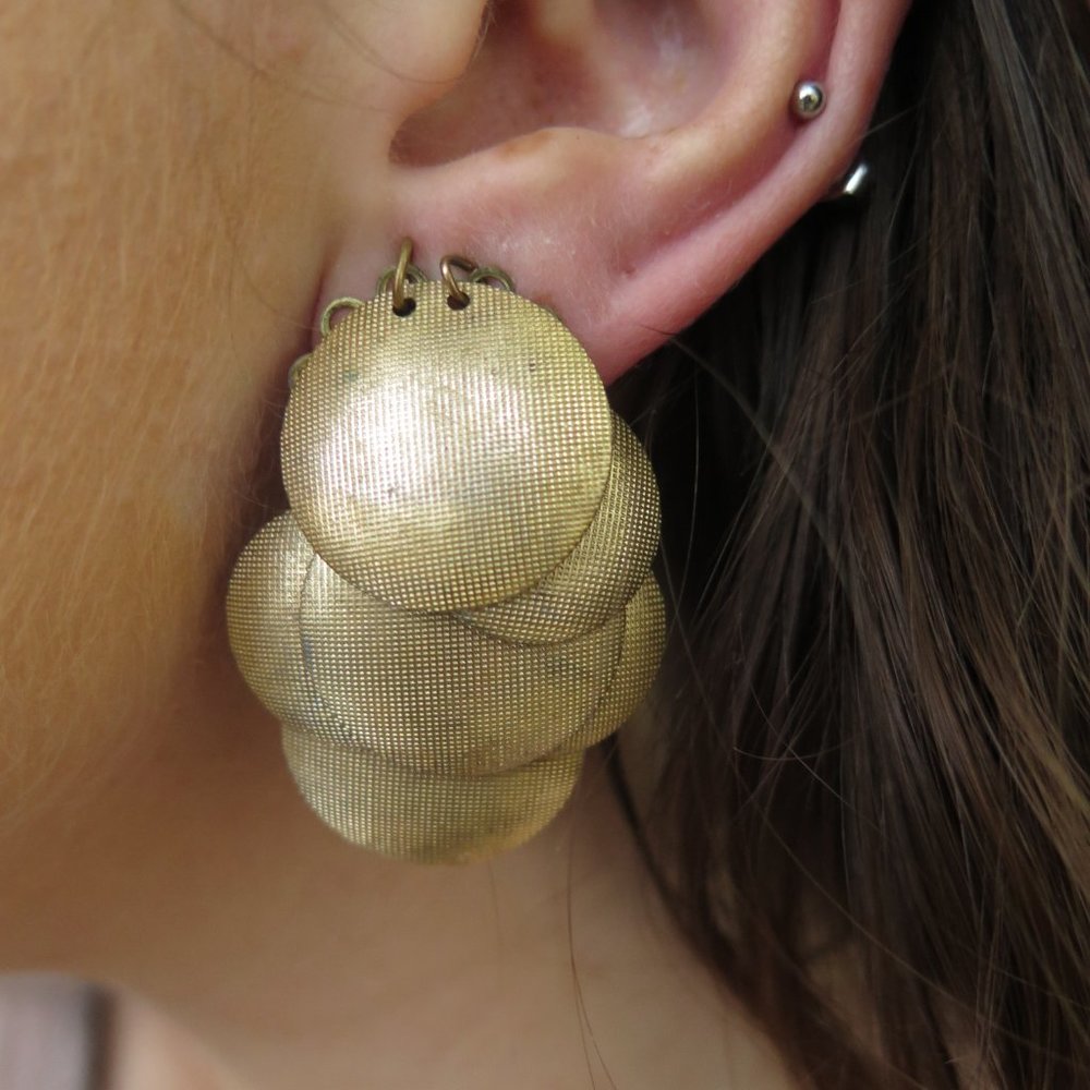 Very Unique Vintage Fish Scale Clip-on Earrings